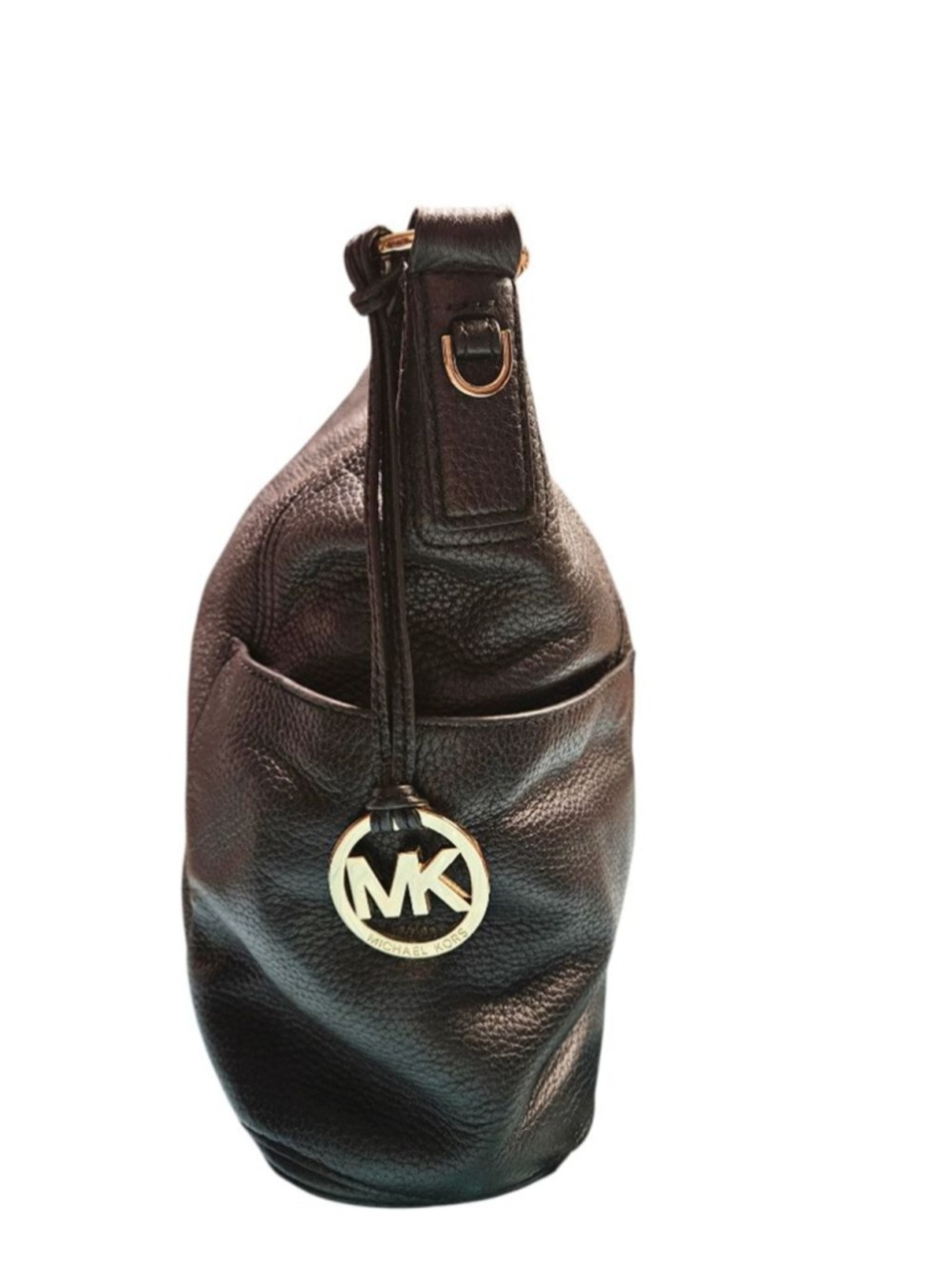 Michael Kors Black Leather Shoulder Bag with Gold Hardware - Picture 7 of 17